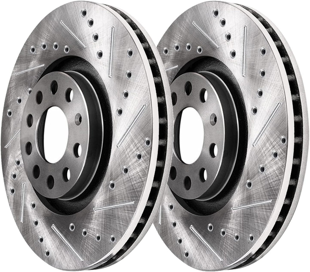 Detroit Axle - Brake Kit for Volkswagen 2010 Jetta 2009-2011 Eos 2009-2010 Audi A3 Quattro Drilled and Slotted Disc Brake Rotors Ceramic Brakes Pads : 11.34' inch Front and 11.10' inch Rear Rotors