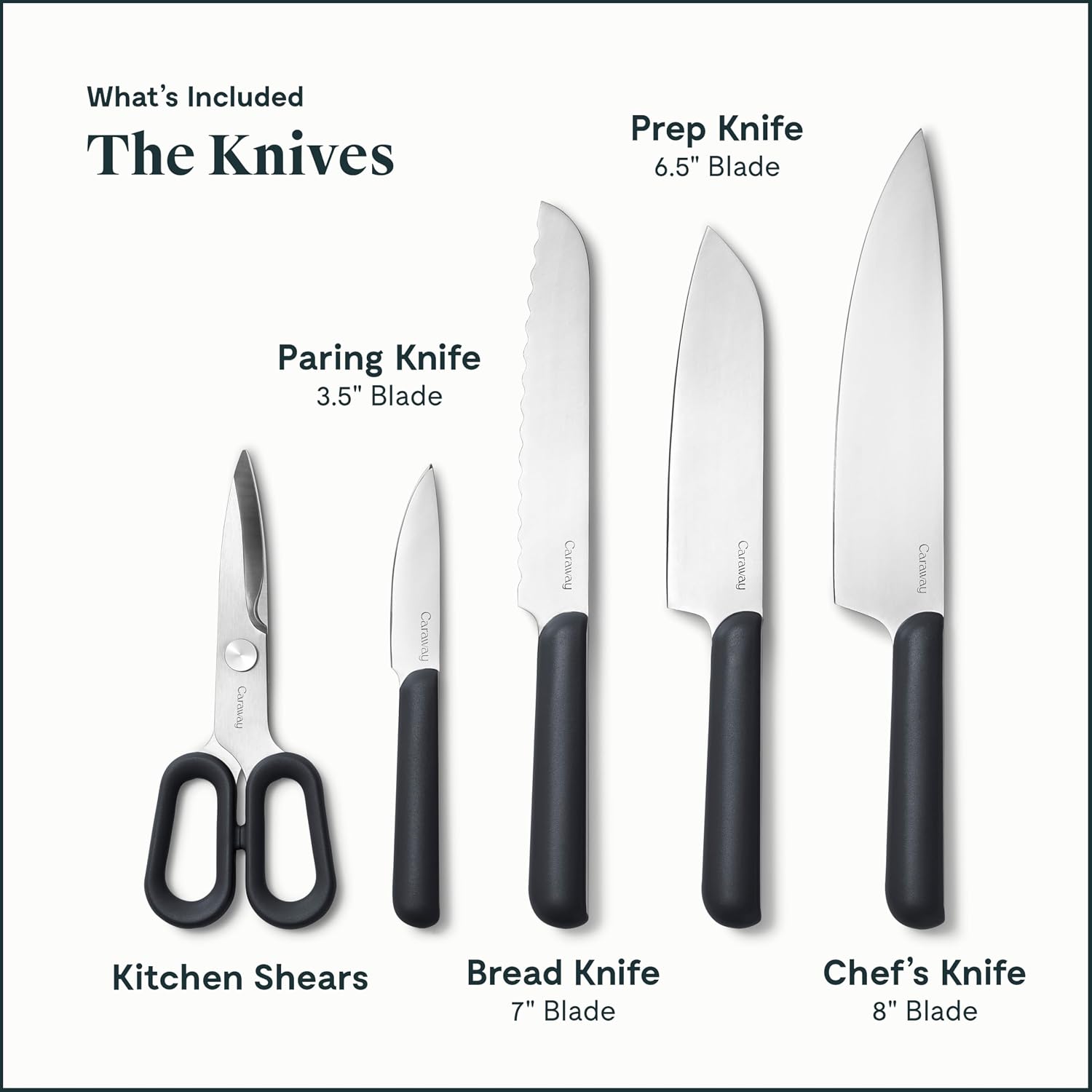 Caraway Kitchen Prep & Cutting Board Set - Kitchen Knife Set & Wooden Utensil Set & 3 Wood Cutting Boards - Non-Toxic Materials - Includes Organizers - Charcoal