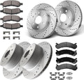 12.01' Front and 12.99' Rear Brake Kit Replacement for Chevy Silverado 1500 2001 2002 2003 2004 2005 2006, for Suburban GMC Yukon 1500 Rotors and Brake Pads Front and Rear, Drilled Slotted