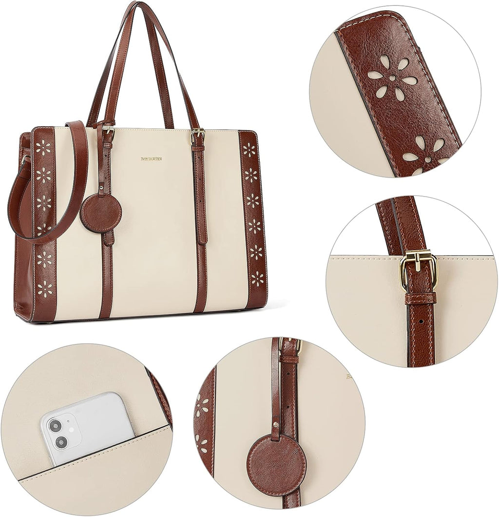 BOSTANTEN Laptop Bag for Women 15.6 inch Computer Leather Briefcase Vintage Work Tote Handbag