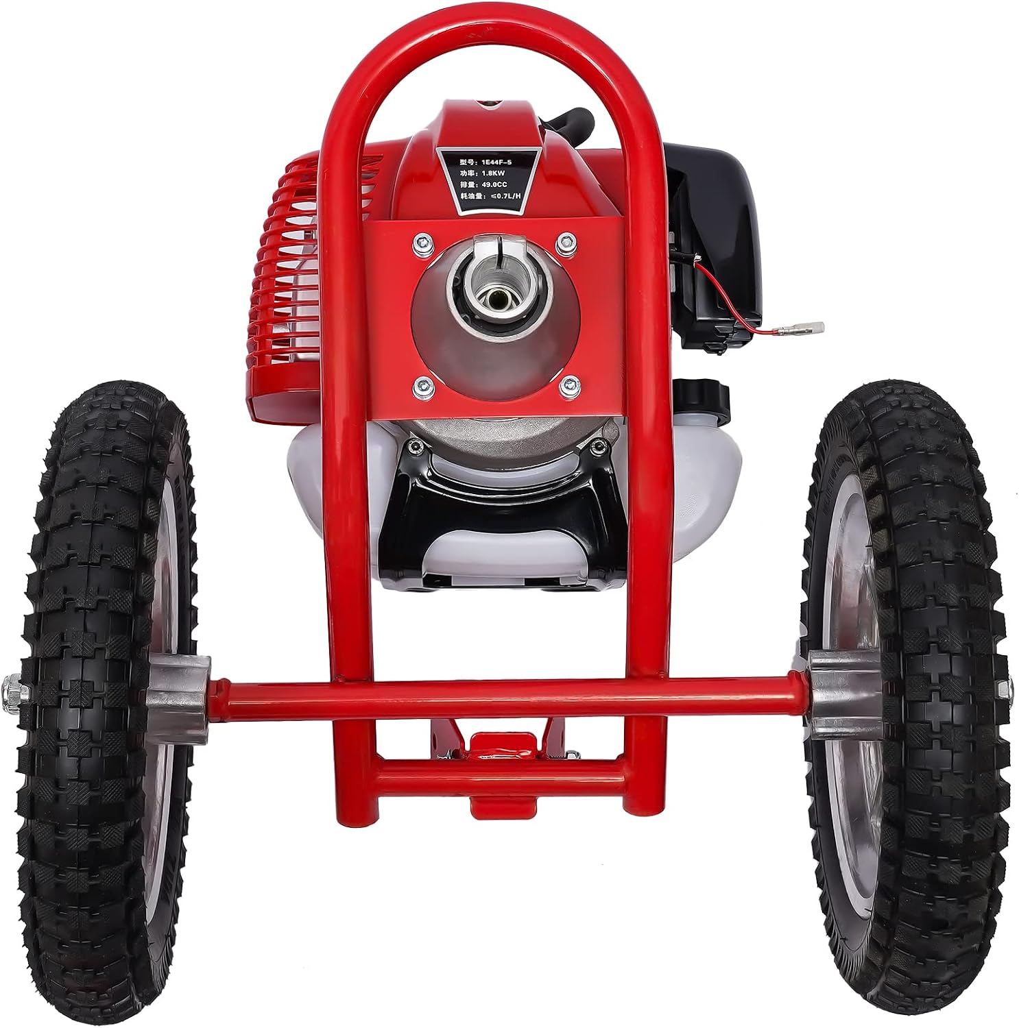 49CC 2-Stroke Gas Walk Behind Push Lawn Mower 1800W Lawn Mower Gas, Air Cooled Gasoline Push Tool, Portable Multifunction Gas Clearance Mower (6500-7000R/Min)