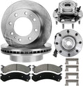 Front Brake Kit Replacement for Chevy Suburban 2500 2002 2003 2004 2005 2006, for Silverado GMC Yukon XL 1500 2500 3500 HD Brake Pads and Rotors with Wheel Bearing, Front Brakes 12.8' [4WD]