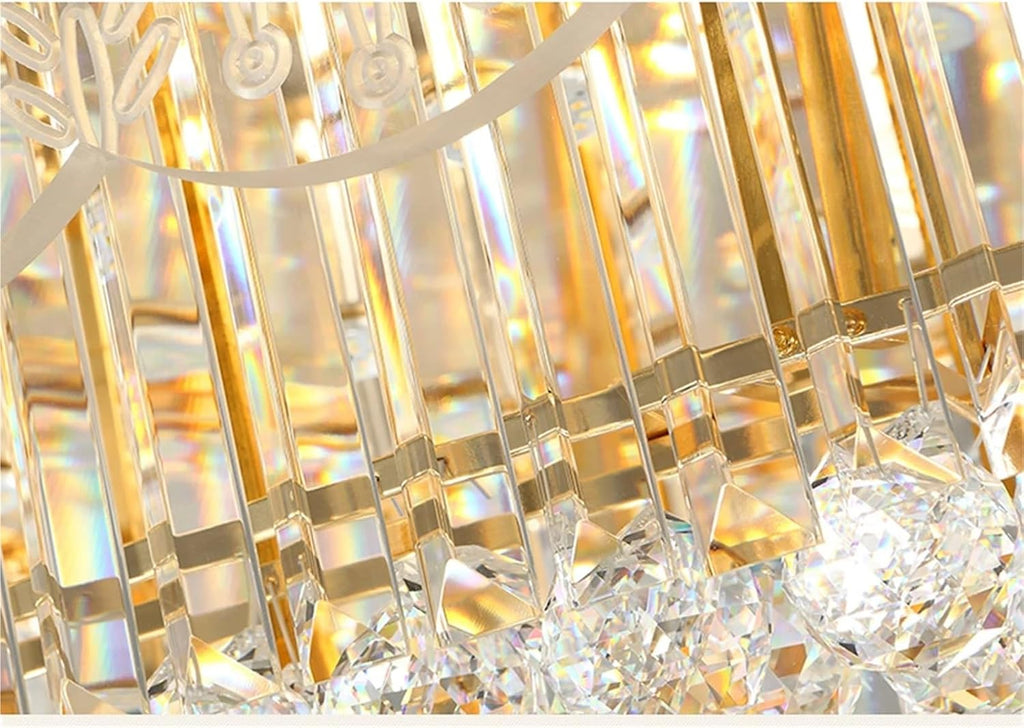 Rectangular Round K9 Crystal Silver Gold Dimmable LED Ceiling Chandelier Lamp Ceiling Lamp for Living Room,Dining Light Fixtures