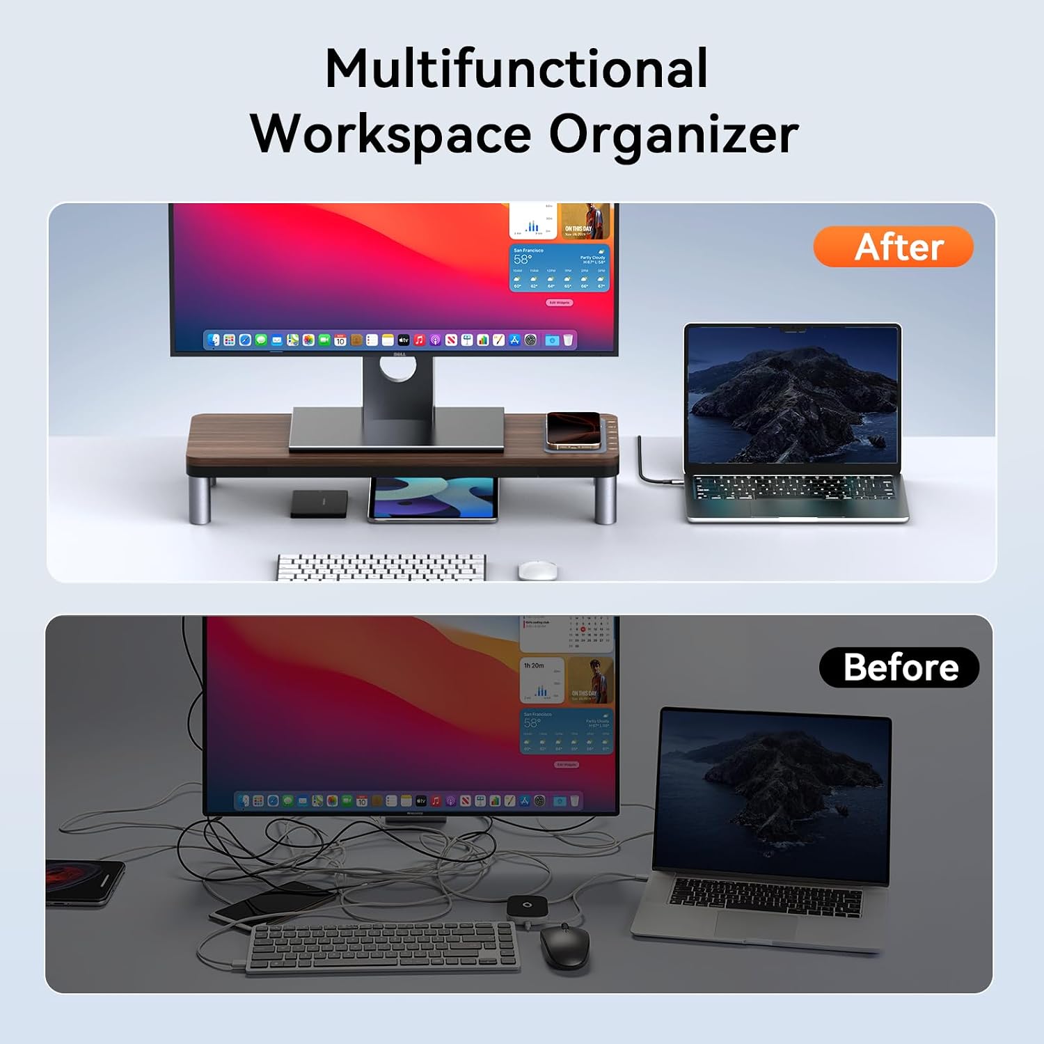 TobenONE MacBook Docking Station 10 in 1 (Monitor Stand), USB C Docking Station with 4K@60Hz HDMI, 100W Power Supply, 5 USB Ports, Ethernet, for MacBook Pro/Pro Max/Air/M1 M2 M3 M4, iMac, Mac mini