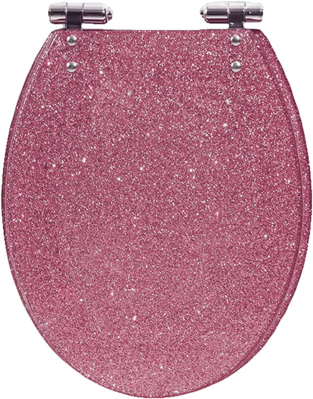 Resin Toilet Seat, Resin Toilet Seat Round Toilet Seat, Thicken Toilet Seat, Slow Close, Toilet Lid Easy to Clean & Install,Gold,Silver，Pink