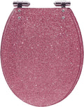 Resin Toilet Seat, Resin Toilet Seat Round Toilet Seat, Thicken Toilet Seat, Slow Close, Toilet Lid Easy to Clean & Install,Gold,Silver，Pink