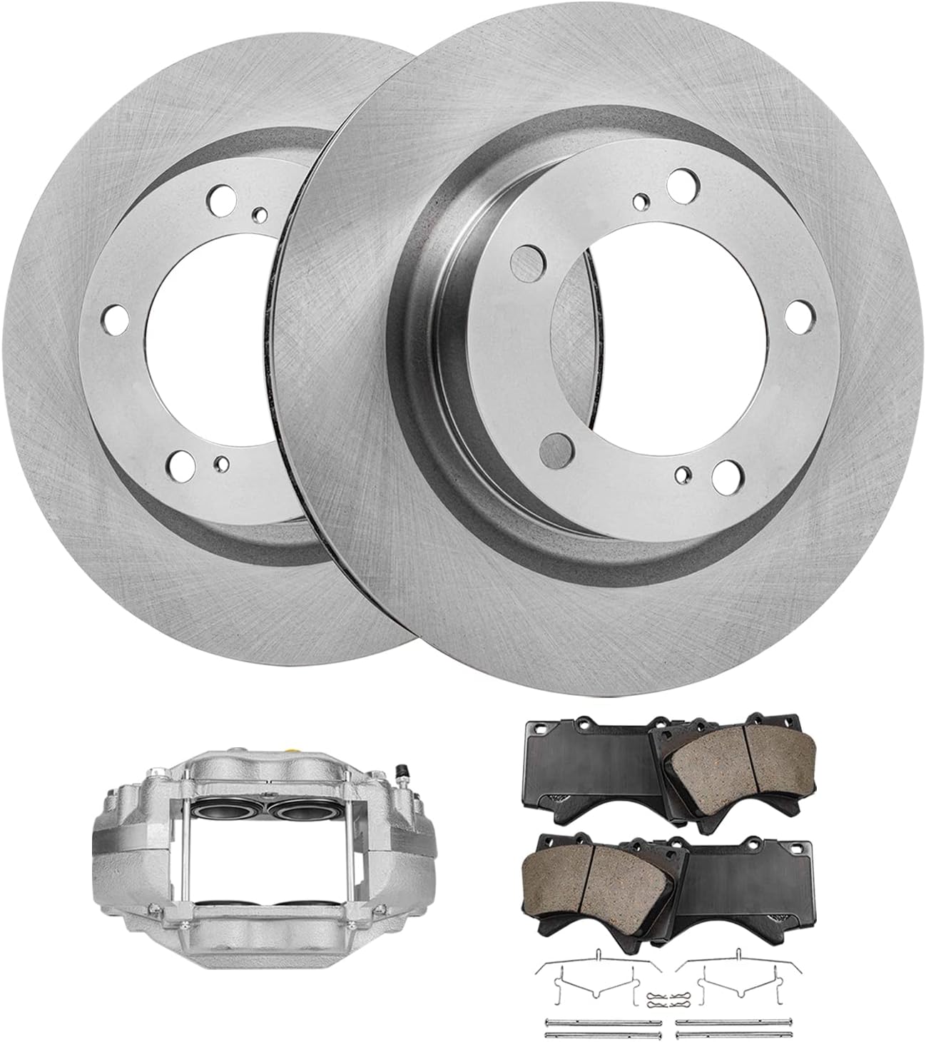 Detroit Axle - Front Brake Kit for 07-16 Toyota Tundra, 08-16 Sequoia, Disc Brake Rotors Ceramic Brake Pads Brake Caliper 2008 2009 2010 2011 2012 2013 2014 2015 2016 Replacement