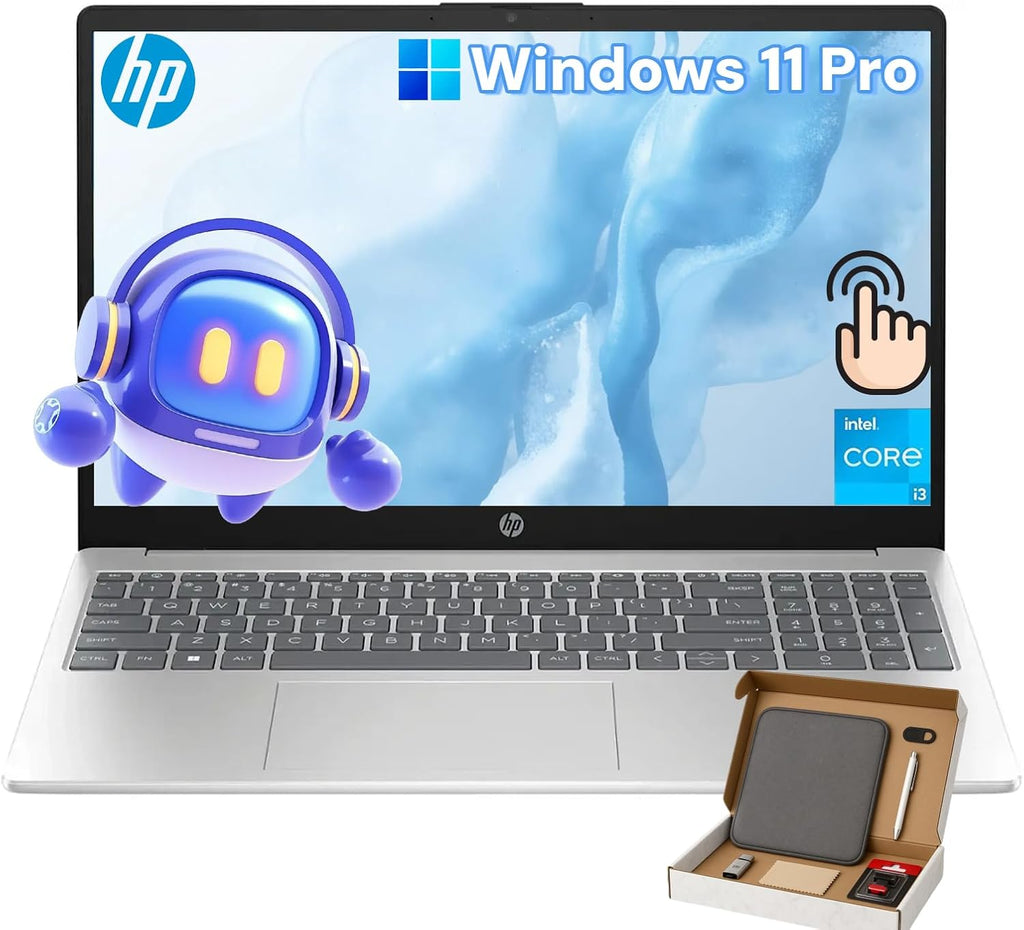 HP Touchscreen Laptop Computer for Business & Student, Windows 11 Pro, 15.6' HD Touch Display, Intel 13th Gen Core-i3 1315U(Up to 4.5GHz), Copilot + PC, Wi-Fi 6 | 32GB RAM + 2TB SSD