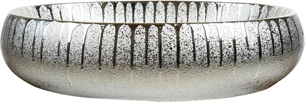 Fine Fixtures 23' x 15' Luxury Silver Vessel Bathroom Sink - Oval Ceramic Sink Bowl, Elegant Countertop Wash Basin, Perfect Sink for Vanity Top Installation
