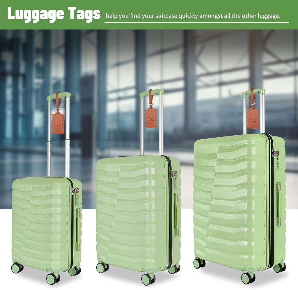 WireHot 5-Piece Lightweight Luggage with Backpack Sets, ABS+PC Hard Shell Suitcase with TSA Lock & YKK Zipper (Avocado Green, 20in/24in/28in/BP/TB)