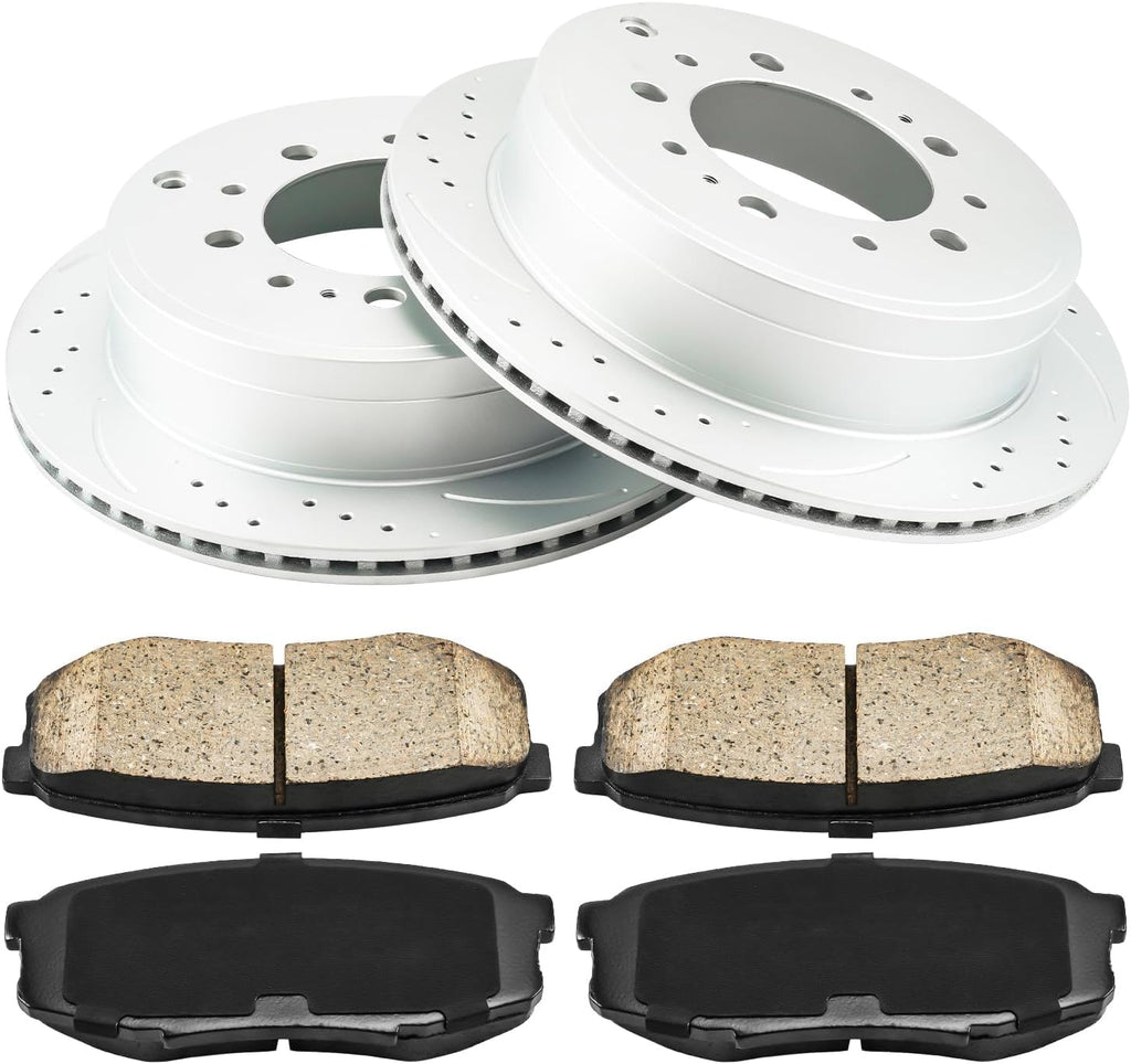 KAX Rear Brake Kit for Toyota Tundra 2007-2011 2013-2021, Sequoia/Land Cruiser 2008-2011 2013-2021, Lexus LX570 2008 2009 2010 2011 2013-2021, 13.58inch Brake Rotors Pads Kit
