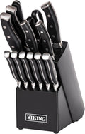 Viking 14 Piece Kitchen Knife Set with Black Block, Cutlery Set with Stainless Steel Blades and Ergonomic Handles, Dishwasher Safe
