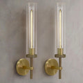 19' Modern Gold Wall Sconces Set of 2, Knurled Brass Vanity Lights with Clear Tube Glass Shade, Industrial Long Linear Wall Lamp for Bathroom Mirror, Hallway, Living Room, Staircase