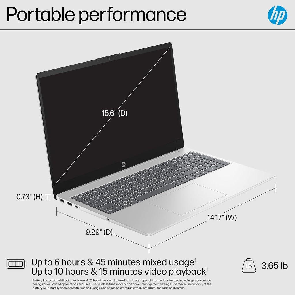HP 15.6' Touchscreen Laptop, Intel Core 5 120U, FHD(1920 x 1080), 16GB DDR4-3200 MT/s RAM, 1TB PCIe SSD, Copilot PC, Wi-Fi 6, 720p Webcam, Windows 11 Home, w/Office 365