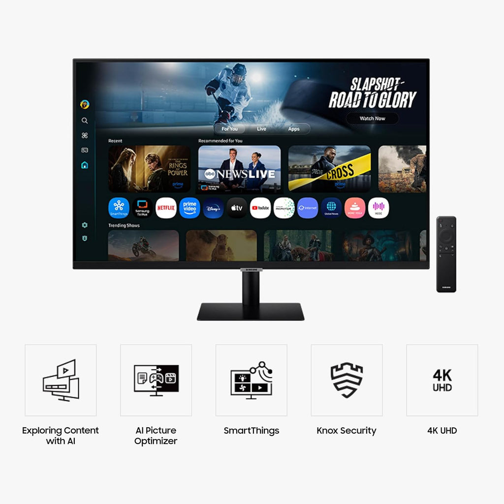 Samsung 32' Smart Monitor M7 (M70F) 4K UHD Display, Samsung Vision AI, Smart TV Apps, Gaming Hub, USB-C, HDMI and USB-A, Black, LS32FM702UNXZA, 2025 (Renewed)