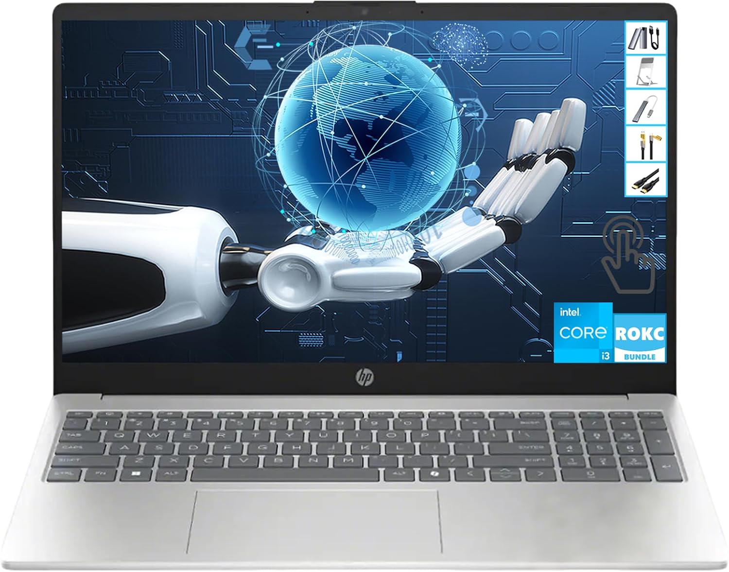 HP 15.6' Touchscreen Laptop for Students, Intel Core i3, 16GB RAM|1TB SSD, Lightweight, Long Battery Life, Perfect for Online Classes, Homework & Campus Use, Webcam/Mic, Wi-Fi 6, ROKC Docking Bundle
