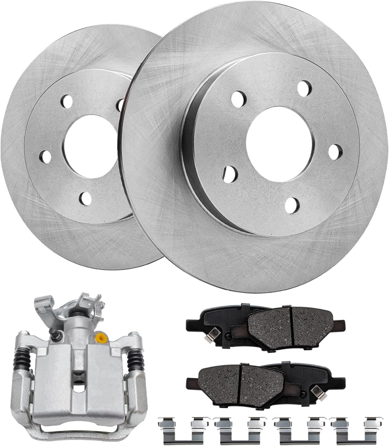 Detroit Axle - 5-Lug Rear Brake Kit for Chevrolet Malibu HHR Cobalt Saturn Aura Ion Pontiac G6 G5 Pursuit, 10.63'' inch Disc Brake Rotors Ceramic Brake Pads Brake Caliper Replacement