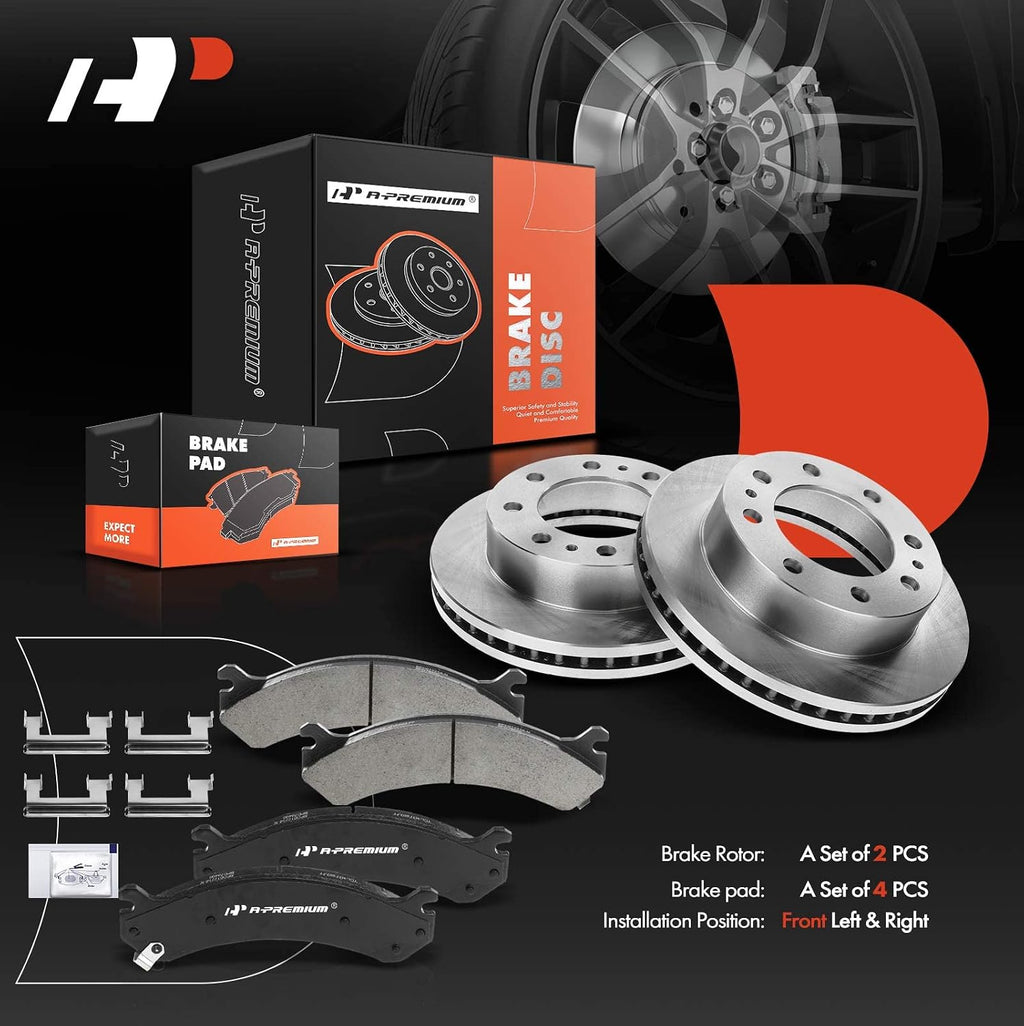 A-Premium 12.78 inch (324.6mm) Front Vented Disc Brake Rotors + Ceramic Pads kit Compatible with Select Cadillac, Chevy, GMC and Hummer Models - Avalanche, Express, Silverado, Suburban, Savana, Sierra