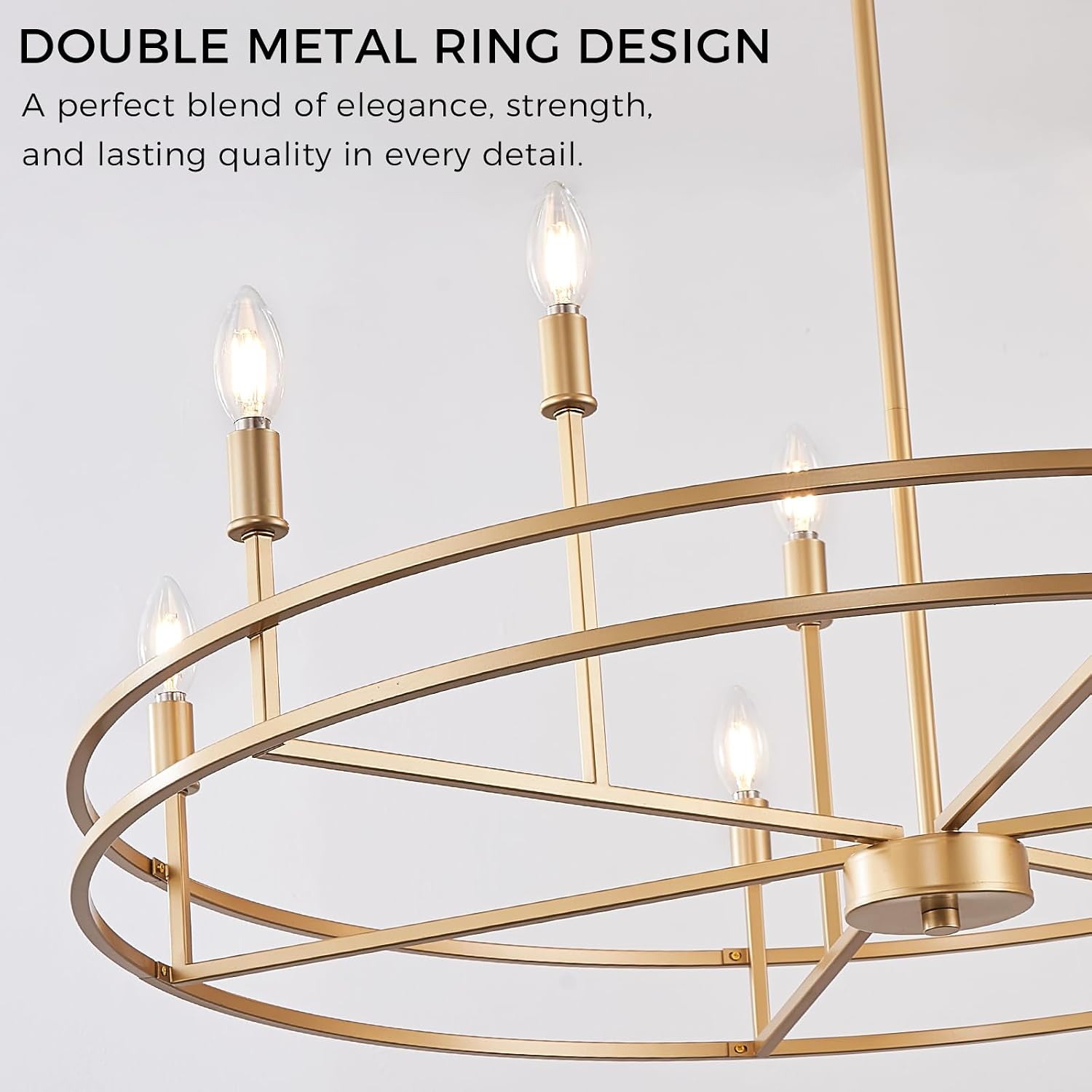 Brushed Gold Chandelier Light Fixture 9-Light Round Dining Room Chandelier Over Table Brass Chandeliers Lighting for Master Bedroom 35in Metal Chandeliers for Living Room Foyer Bathroom
