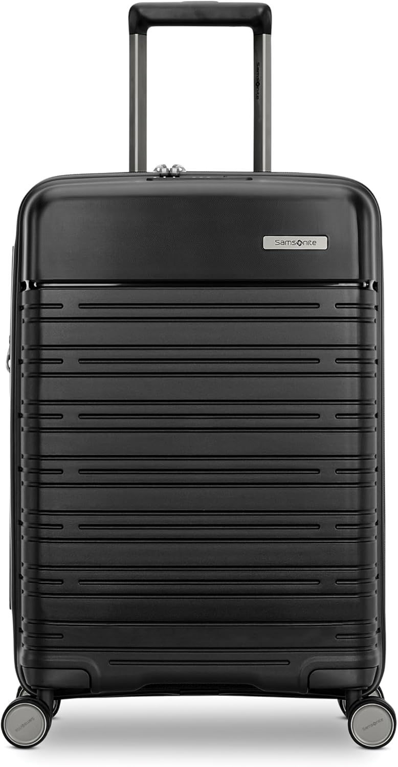 Samsonite Elevation Plus - Carry-On Hardside Luggage - Scratch Resistant Polypropylene Shell, RightHeight™ Adjustable Handle, Integrated AirTag Holder, TSA Lock, WetPak™ Compartment - Triple Black