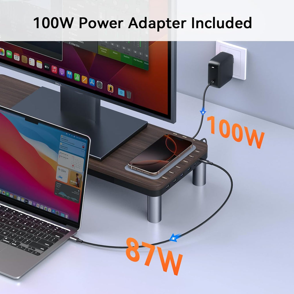 TobenONE MacBook Docking Station 10 in 1 (Monitor Stand), USB C Docking Station with 4K@60Hz HDMI, 100W Power Supply, 5 USB Ports, Ethernet, for MacBook Pro/Pro Max/Air/M1 M2 M3 M4, iMac, Mac mini