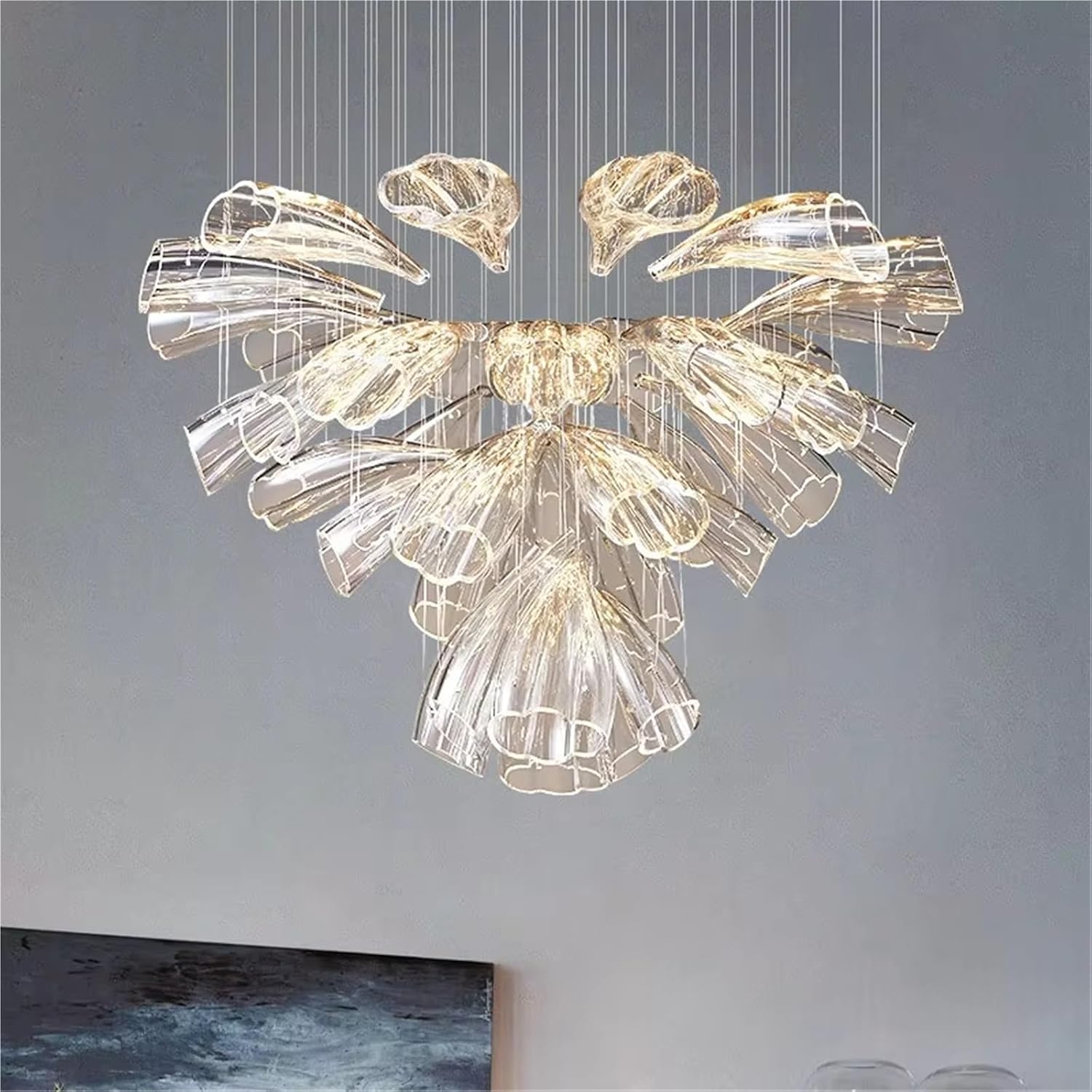 Modern Luxury Crystal LED Chandelier, Living Room, Dining Room, Hotel Lobby, Villa, Glass, Gold and Silver Luster Decorative Lighting fixtures,for Living Room