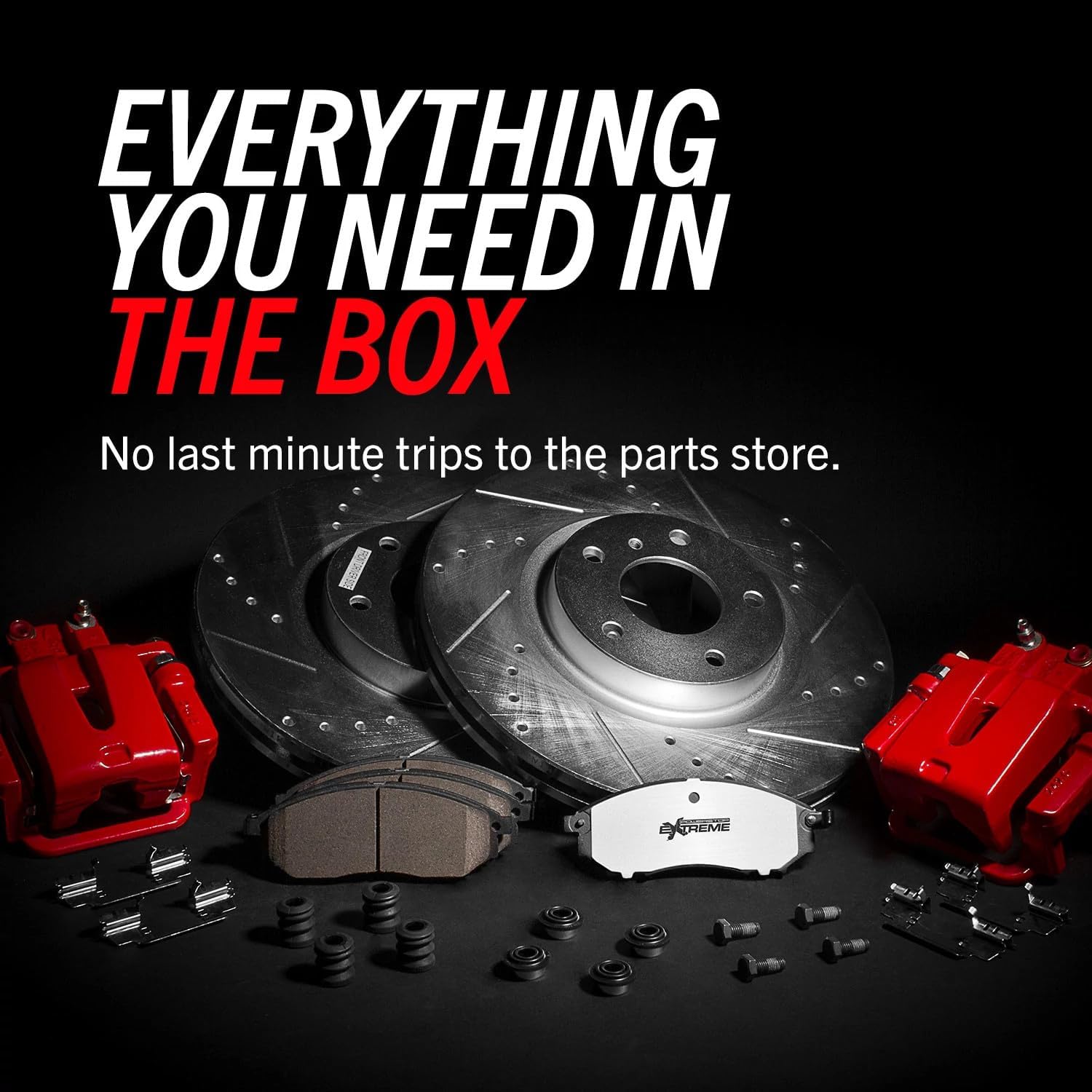 PowerStop Front and Rear Brake & Caliper Kit for Chrysler Aspen 2007-09 |Dodge Durango 2007-09 - Drilled & Slotted Disc Rotors + Z36 Brake Pads + Red-Powder Coated Calipers, KC2164A-36