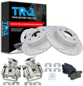 TRQ Performance Rear Brake Pad and Rotor Set Ceramic Solid G Coated Rotors Calipers Compatible with 2013-2017 Honda Accord