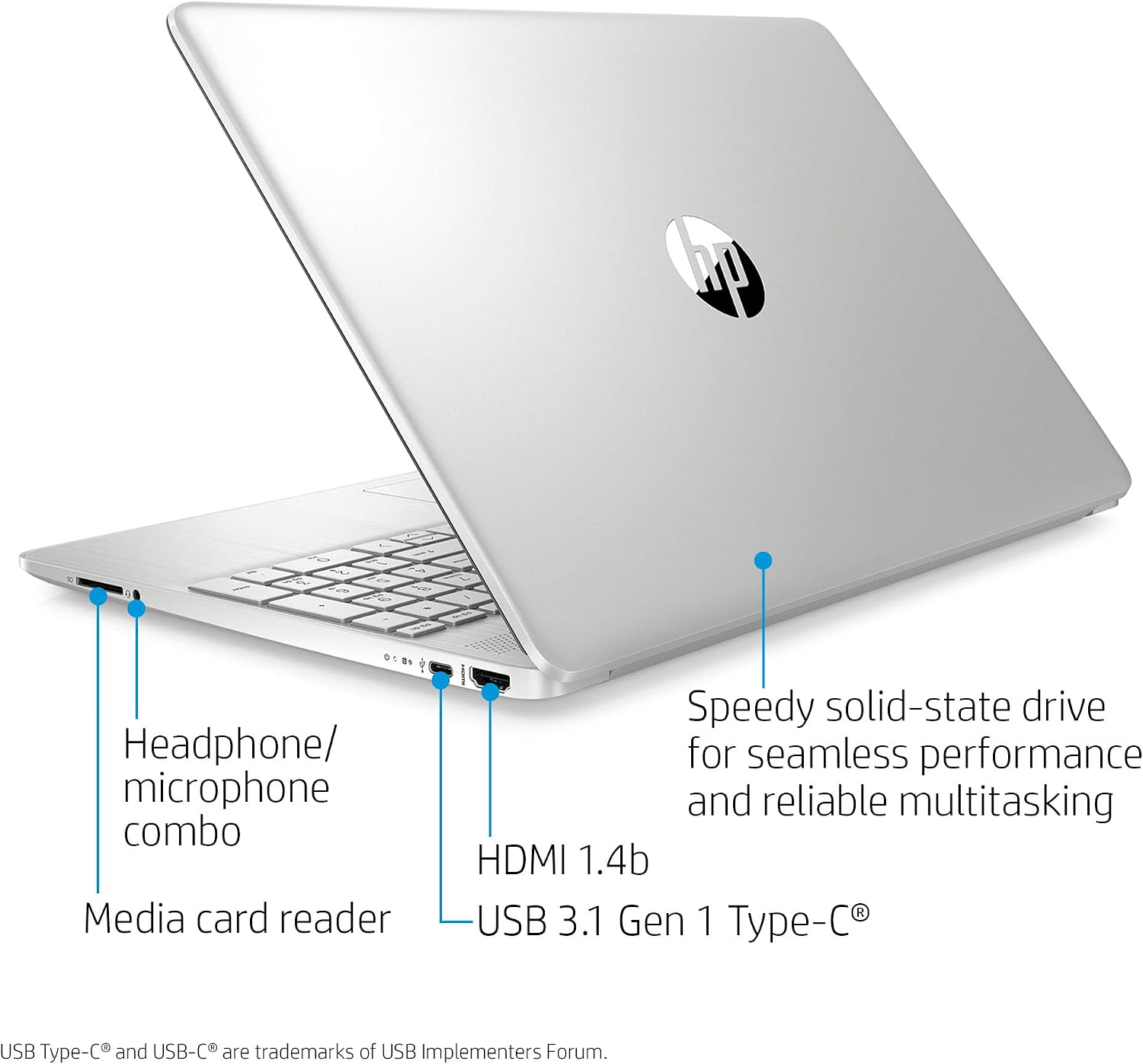 HP 15-dy1036nr 10th Gen Intel Core i5-1035G1, 15.6-Inch FHD Laptop, Natural Silver