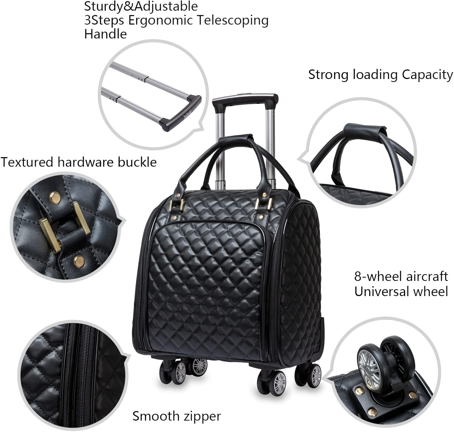 feilario 16in Leather Softside Underseat Carry on Suitcases Expandable Spinner Wheels Travel Luggage