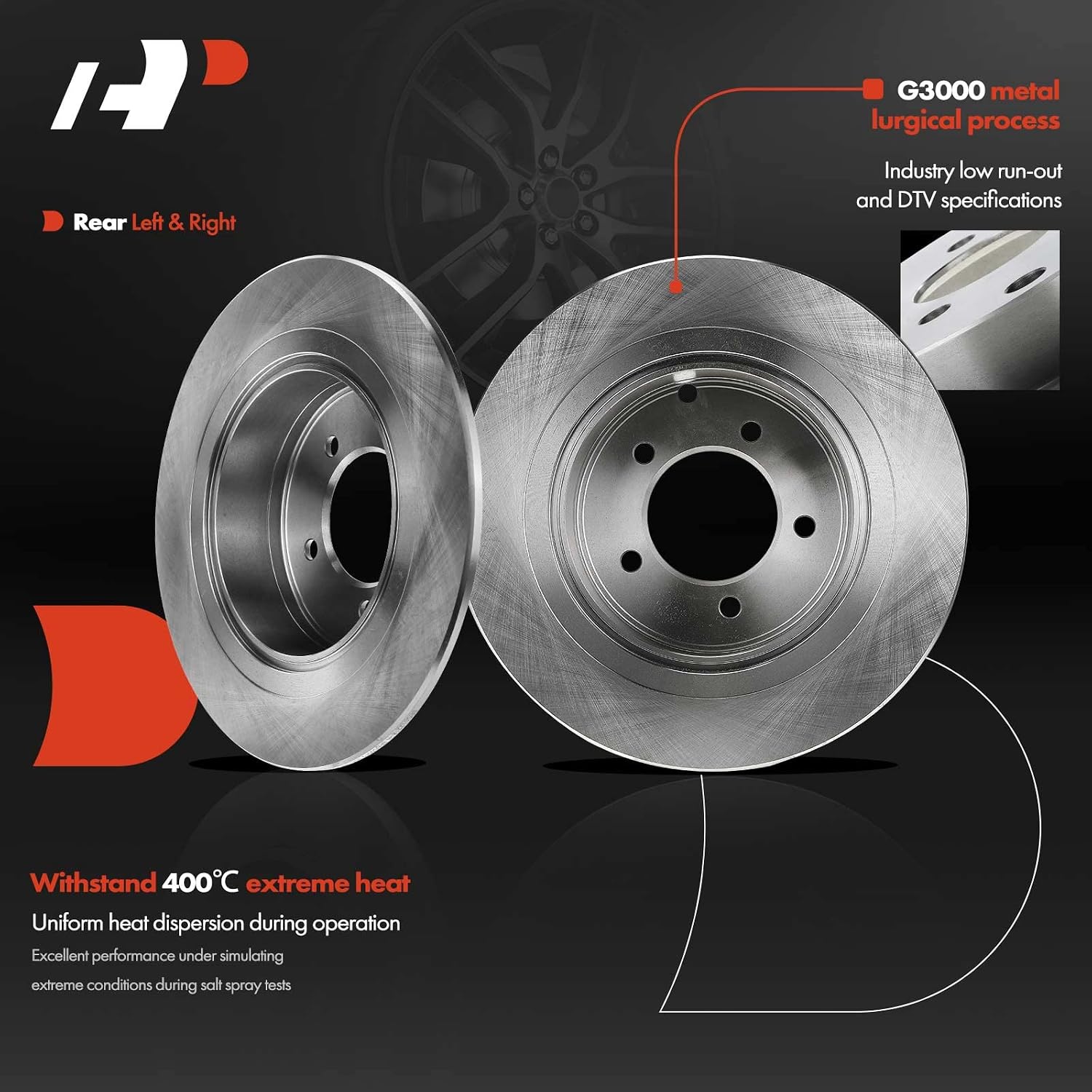 A-Premium 11.89 in (302mm) Rear Solid Disc Brake Rotors + Ceramic Pads kit Compatible with Select Chrysler, Dodge, Jeep & Mitsubishi Models - 200, Sebring, Caliber, Compass, Patriot, Lancer, Outlander