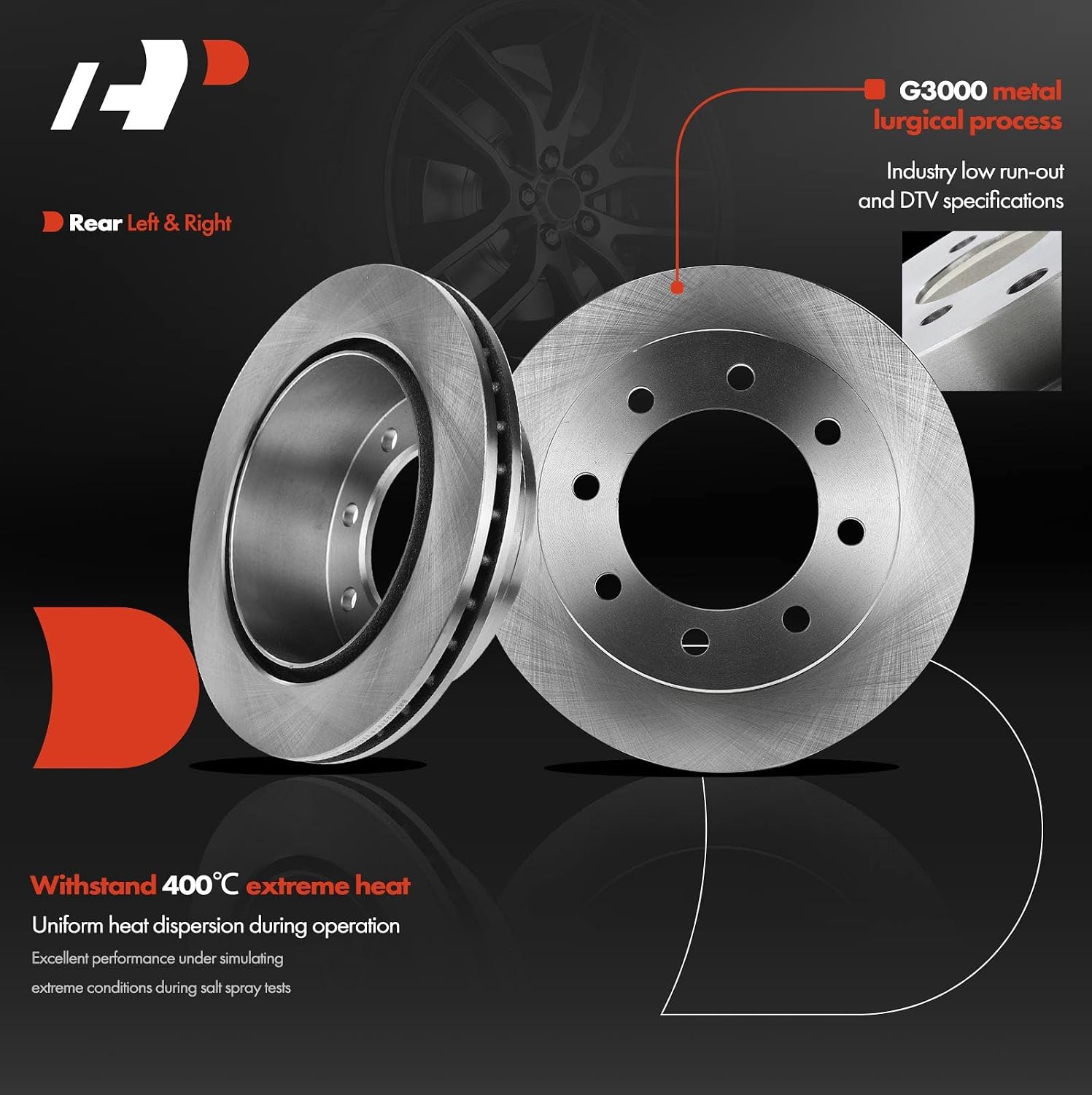 A-Premium Front and Rear Vented Disc Brake Rotors + Ceramic Pads Kit Compatible with Select Chevy and GMC Models - Silverado 2500 HD, Suburban 2500, Avalanche 2500, Sierra 2500, Yukon XL 2500