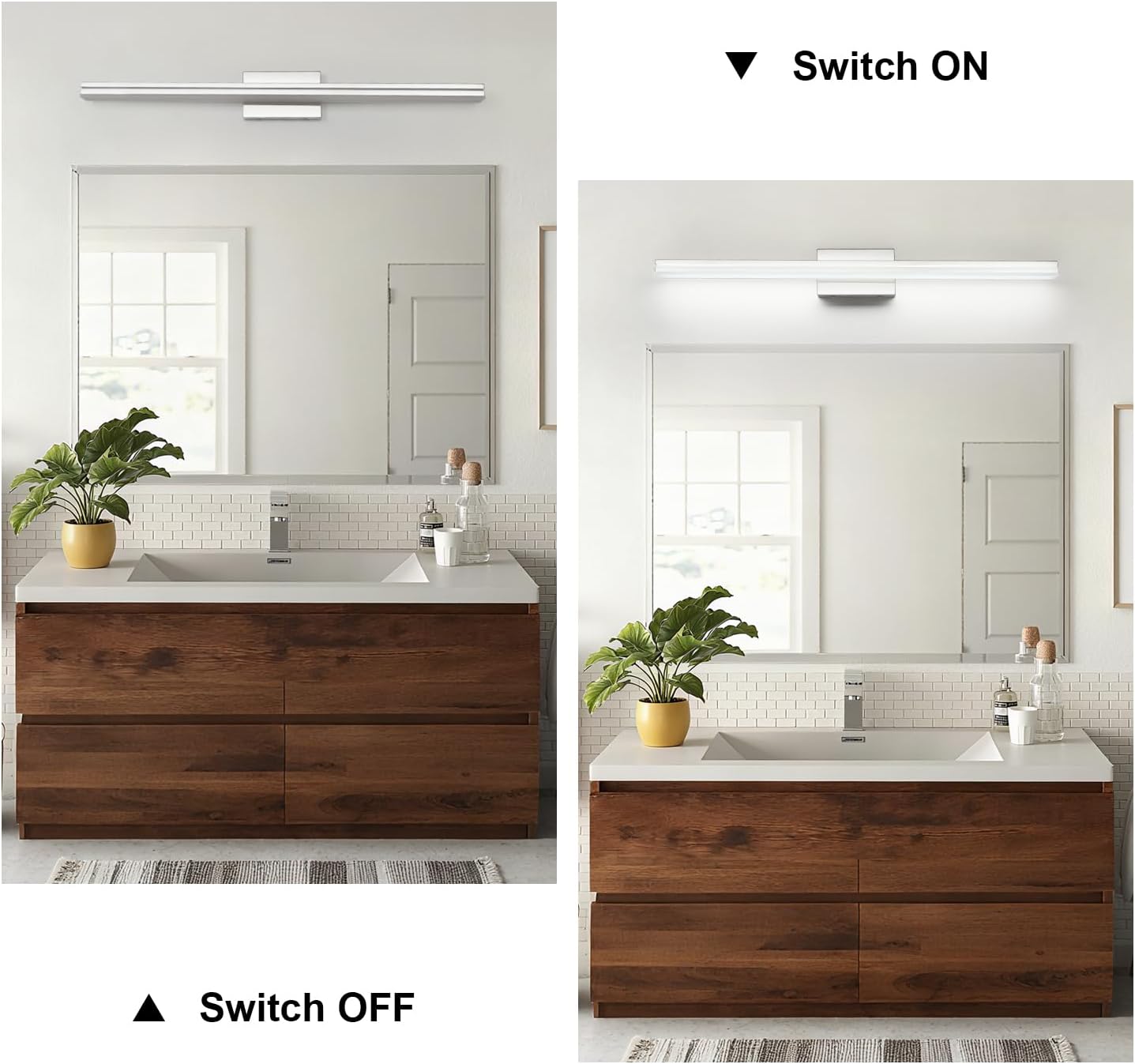 SineRise 40-Inch LED Modern Bathroom Vanity Light Bar, Chrome Modern Acrylic Bathroom Wall Lighting Fixtures Over Mirror (Cool White 6000K)