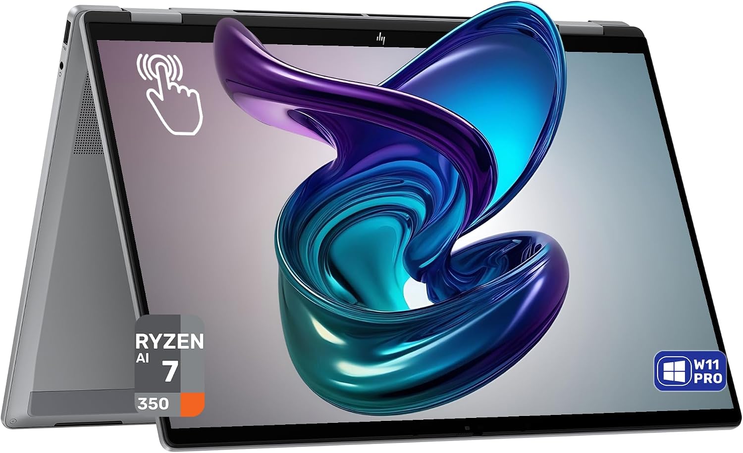 HP OmniBook X Flip 2-in-1 Copilot+ Laptop, AMD Ryzen AI 7-350, 24 GB LPDDR5x RAM, 2 TB PCIe SSD, 16' 2K (1920x1200) Touchscreen, AMD Radeon 860M, Backlit Keyboard, W11 Pro, Meteor Silver