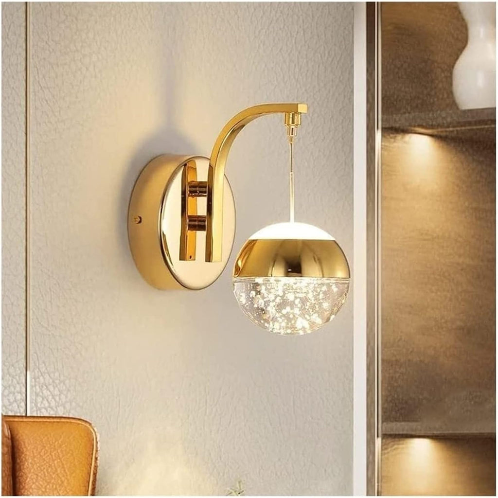 Crystal Bubble Wall Sconce, Modern Nordic Simple Wall Lamp, LED Decorative Lighting Fixtures, Indoor Wireless Wall Light for Bathroom, Entryway, Hallway, Living Room, Bedroom (Size : Gold)(Gold)