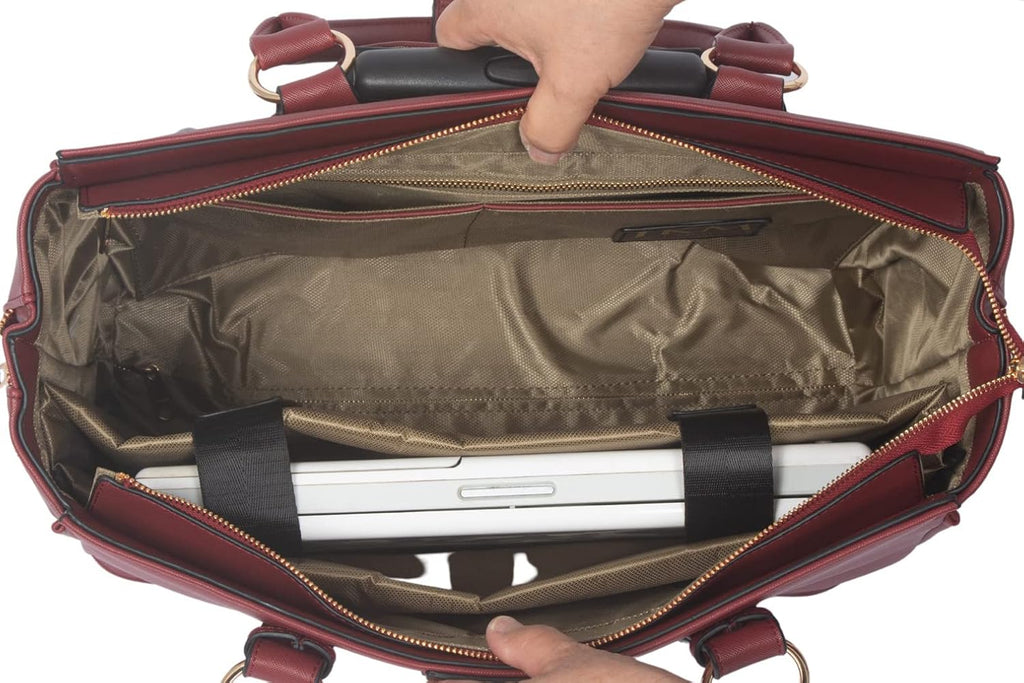 JKM & Company EXECUTIVE Burgundy Computer iPad, Laptop Tablet Rolling Tote Bag Briefcase Carryall Bag