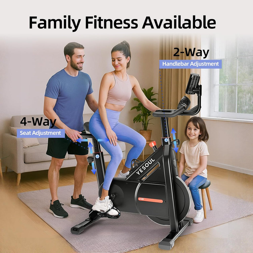 Yesoul Black Exercise Bike for Home, Low Noise Indoor Cycling Bike for Home Gym Electric Stationary Bike with Tablet Mount & Comfortable Seat Cushion for Women Apartment Workout Bike for Fitness