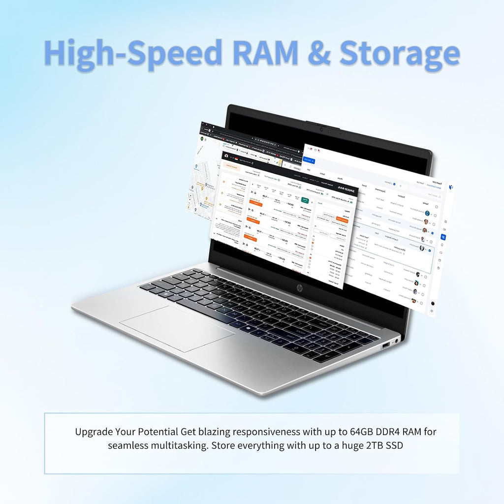 HP 250 G10 Laptop Computer for Business | Intel-10-Core i7 1355U | 32GB RAM | 1TB SSD | 15.6' FHD Display | Windows 11 Pro | with Numeric Keypad | Webcam Privacy Shutter | WiFi 6 | w/Accessoire