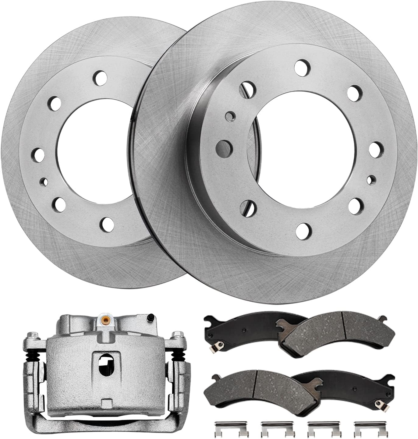 Detroit Axle - Front Brake Kit for Express Savana Silverado Sierra Savana 3500 4500, Disc Brake Rotors Brakes Pads Right Caliper Replacement : 12.8 inch Rotor