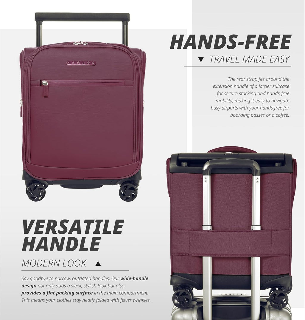 Verage Underseat Carry On Luggage with Spinner Wheels 15 inch Overnight Suitcase Travel Business Bag for Airlines Men Women