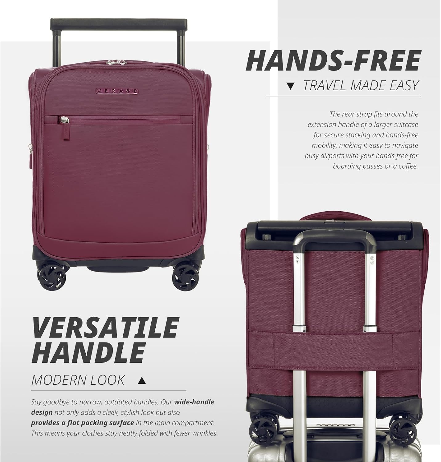 Verage Underseat Carry On Luggage with Spinner Wheels 15 inch Overnight Suitcase Travel Business Bag for Airlines Men Women