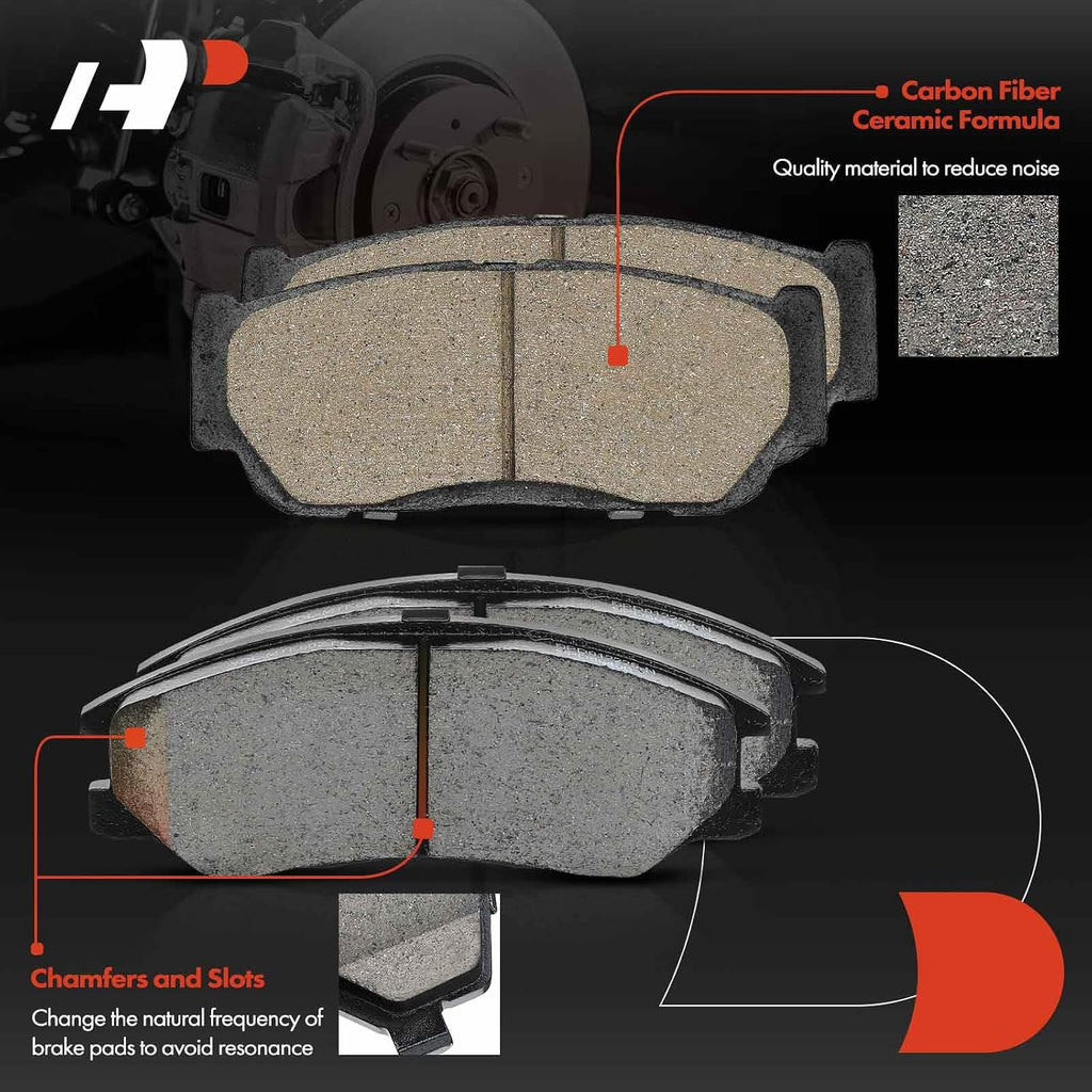 A-Premium Front Vented and Rear Solid Disc Brake Rotors + Ceramic Pads Kit Compatible with Select Kia Models - Sorento 2007 2008 2009, 12-PC Set
