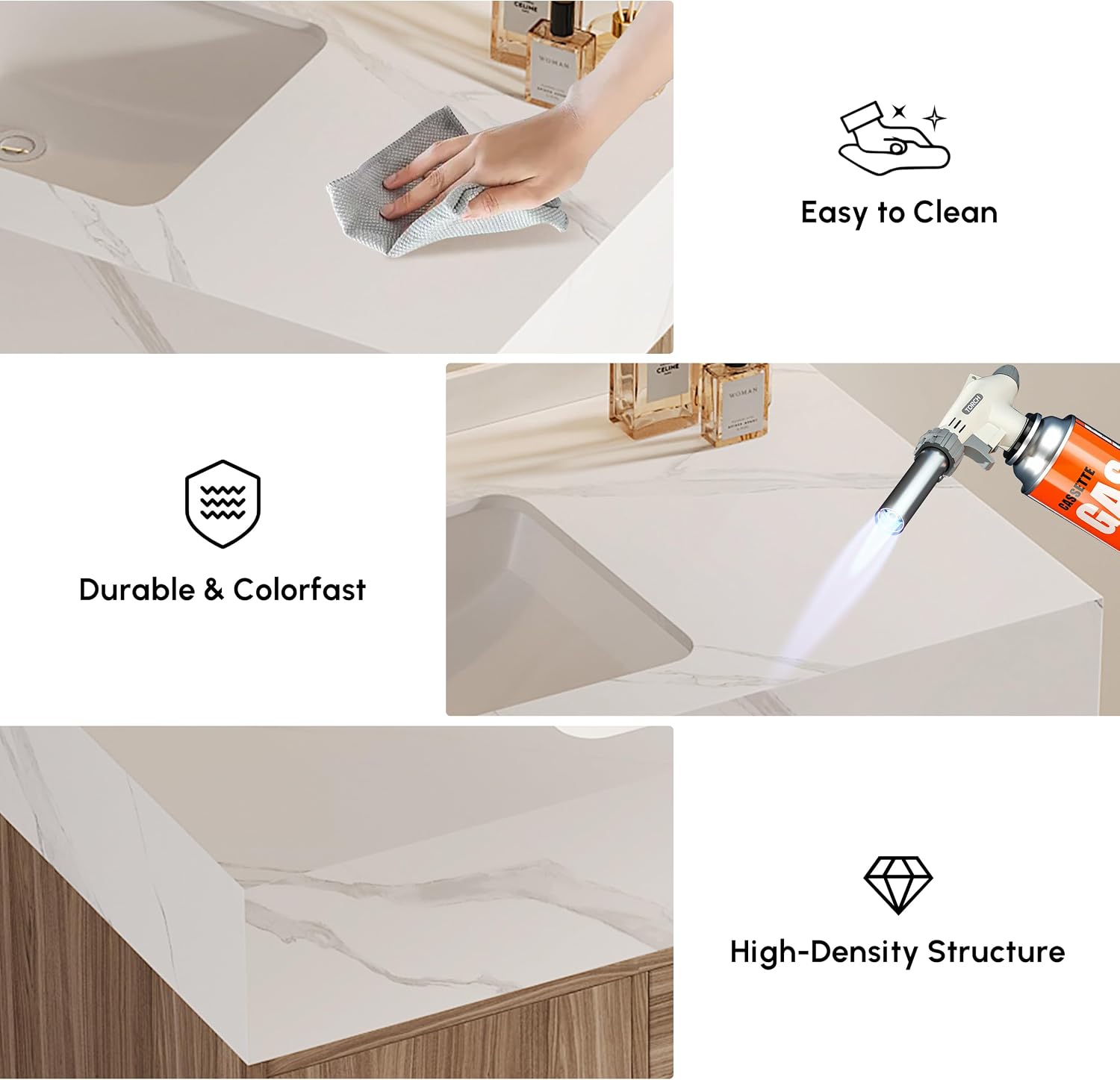 39.3' Floating Bathroom Vanity Set, Modern Wall-Mounted Vanity with Sintered Stone Countertop, Undermount Sink & Walnut Finish, Easy to Clean