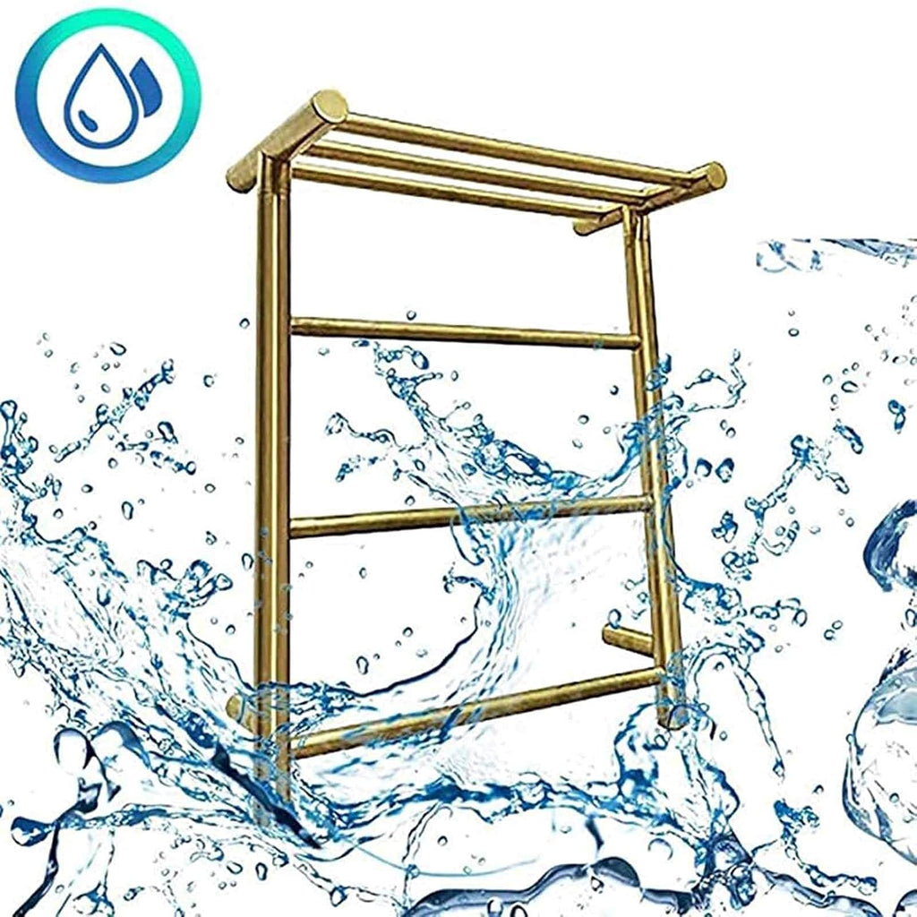 Towel Warmer 304 Stainless Steel Bathroom Toilet Heated Towel Rail Wall Mounted Electric Heating Towel Drying Rack Silver (Gold-Plug in