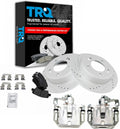 TRQ Rear Ceramic Brake Pad, Performance Rotor & Caliper Kit Compatible with Kia Hyundai