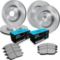 R1 Concepts Front and Rear Brake Kit Fits 2007-2013 Mitsubishi Outlander| Ceramic Brake Pads and Blank Brake Rotors| 11.6' Front & 11.9' Rear