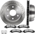 CCIYU D834 55084 Brake Kit Fit For Chevy For Avalanche 1500 2002-2006,For Silverado 1500 2001-2006,For Suburban 1500 2000-2006,For Tahoe 2000-2006, Rear Disc Brake Rotor and Pad Set 6PCS