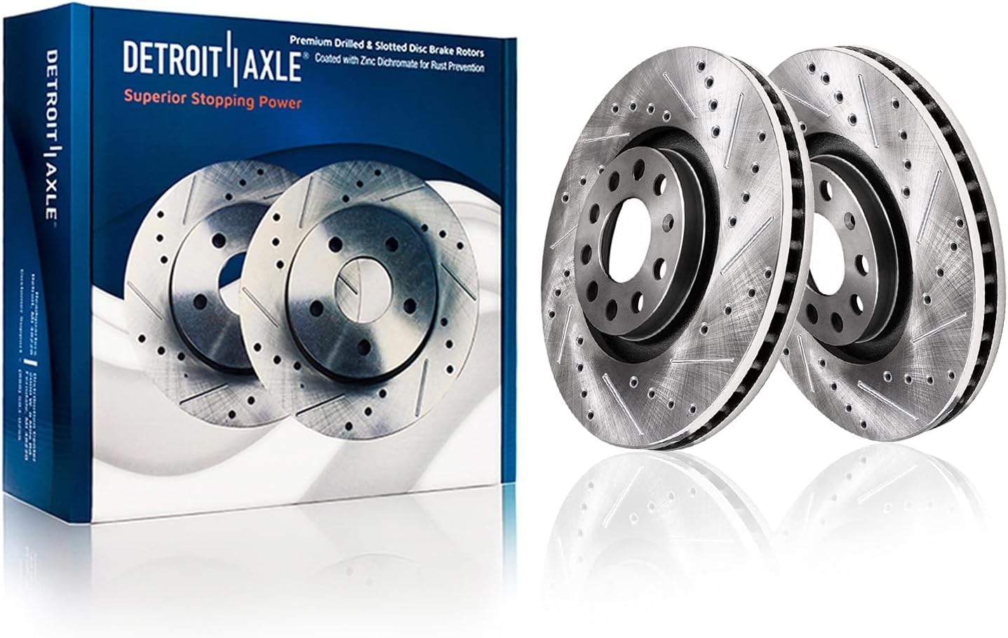 Detroit Axle - Brake Kit for Volkswagen 2010 Jetta 2009-2011 Eos 2009-2010 Audi A3 Quattro Drilled and Slotted Disc Brake Rotors Ceramic Brakes Pads : 11.34' inch Front and 11.10' inch Rear Rotors