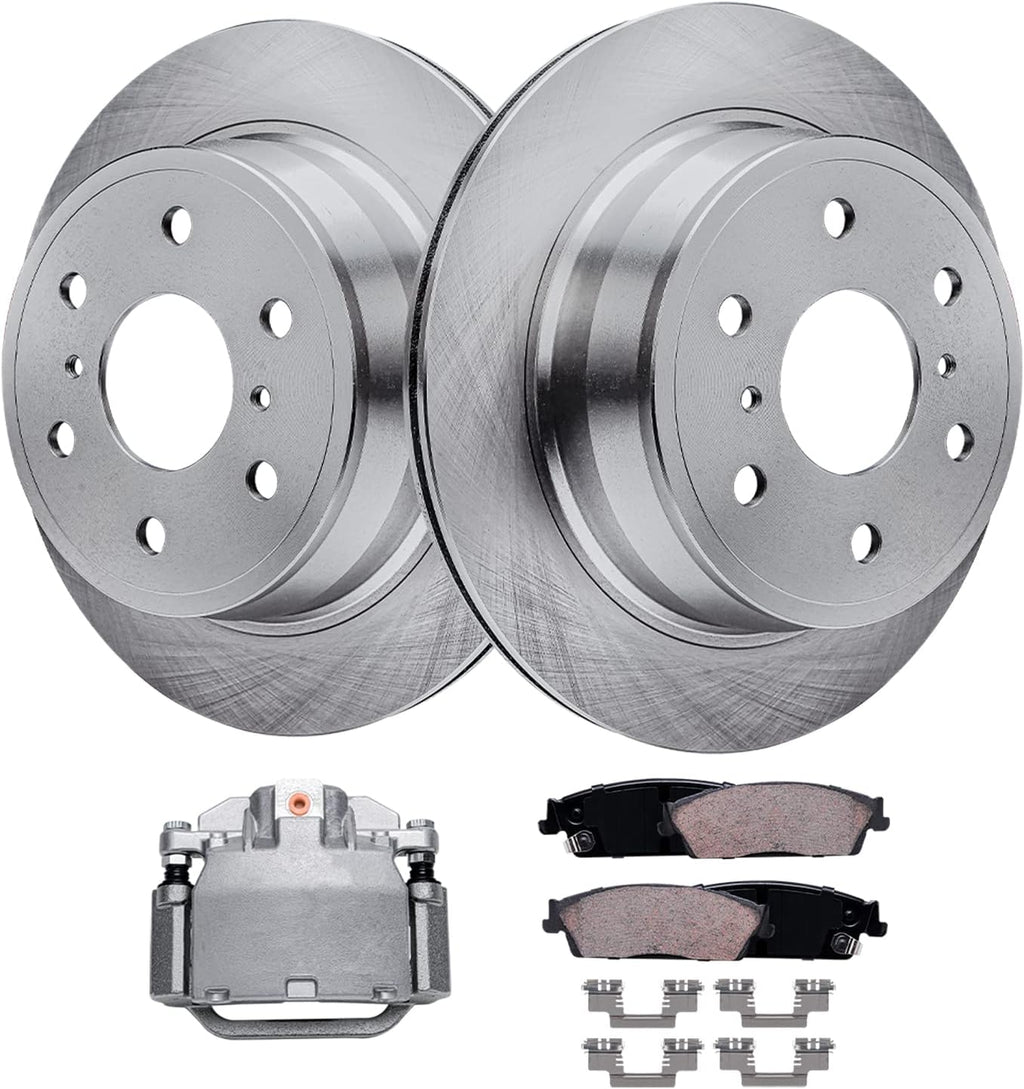 Detroit Axle - Rear Brake Kit for Chevy GMC Silverado Sierra Suburban Yukon XL 1500 Tahoe Avalanche Cadillac Escalade Disc Brake Rotors Brake Caliper Ceramic Brakes Pads Replacement
