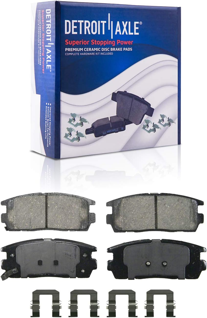 Detroit Axle - Rear Brake Kit for 2010-2017 Chevy Equinox GMC Terrain Disc Brake Rotors Left Brake Caliper Ceramic Brakes Pads 2011 2012 2013 2014 2015 2016 Replacement : 11.93' inch Rotor